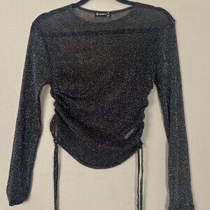 Sheer Sparkle Ruched Top